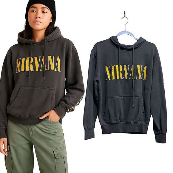 Nirvana‎ Hoodie Nevermind Graphic Pullover Sweatshirt Black Small Grunge 90s - Picture 1 of 11